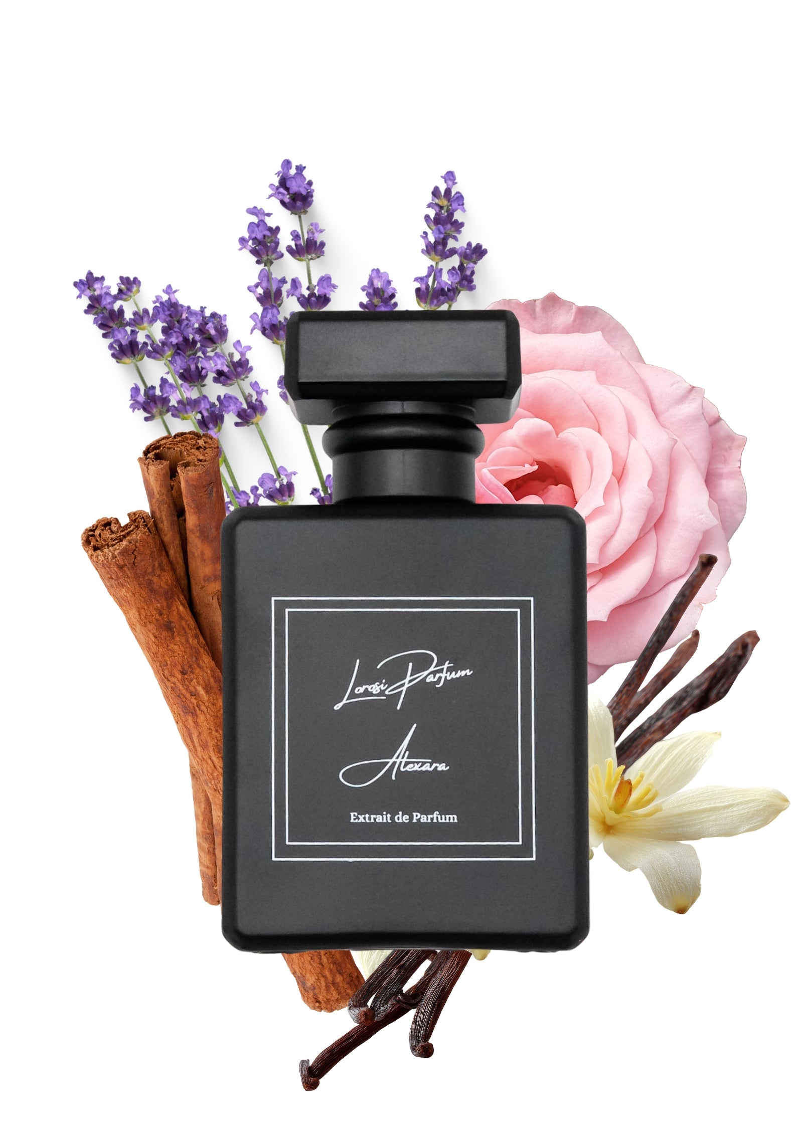 Hier bekommen Sie den Alexara mit den Inhaltsstoffen: Rose, Zimt, Vanille und Lavendel.