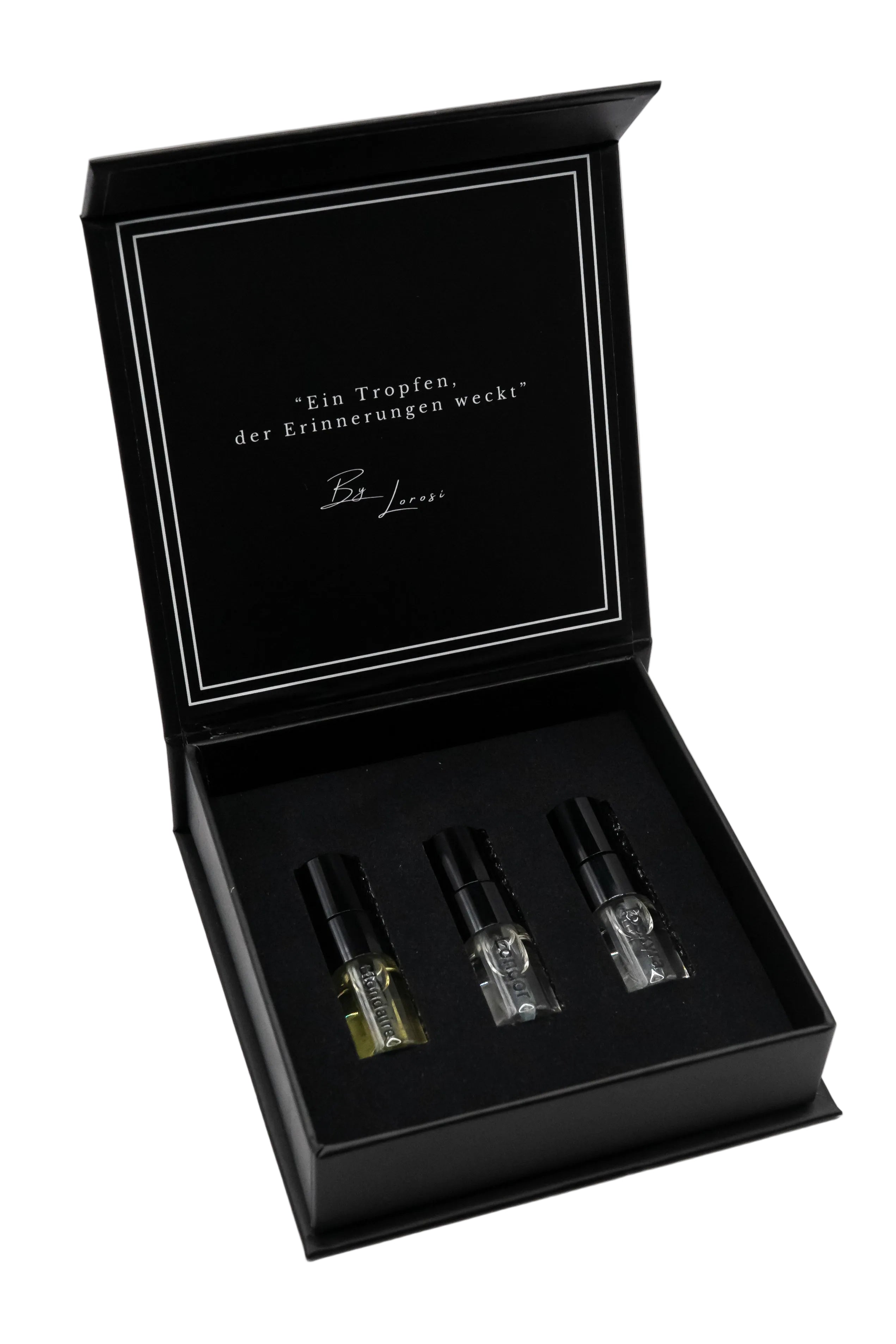 Hier bekommen Sie das Sample Kit mit 3 Düften. Blondaire, Londor und Toskyra. 